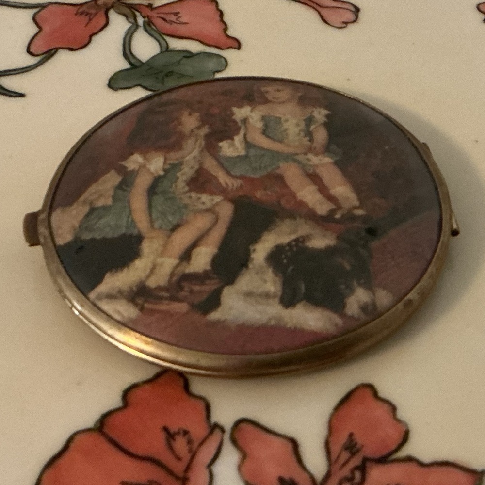Antique Painted Bronze Metal Compact